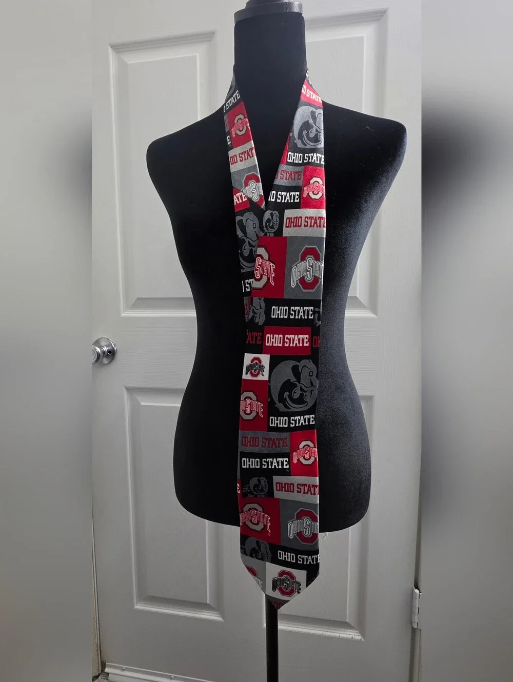 Ohio State Collegiate Tie in Red, Gray & Black